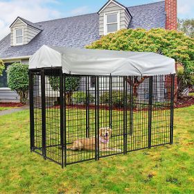 6.9 x 3.3 5.6 ft Dog Kennel with Waterproof Cover, Welded Wire Outdoor Playpen,