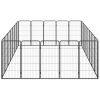 24-Panel Dog Playpen Black 19.7"x39.4" Powder-coated Steel