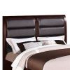 Eccentric Wooden C.King Bed With Boxed Faux Leather HB, Medium Cherry