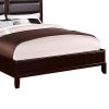 Eccentric Wooden C.King Bed With Boxed Faux Leather HB, Medium Cherry