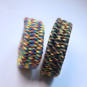 Dog Collar Woven Umbrella Rope Material (Option: Light Rainbow Left-33cm)