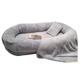 Oversized Person Dog Bed Removable And Washable (Option: Gradient Gray Bottom Strip-100x70x30CM)