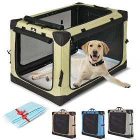 32" Collapsible Dog Crate, Dog Travel Crate,Portable Dog Crate,4 Door Soft Dog Crate with Soft Mat, Pet Kennel for Medium Dogs, Indoor, Outdoor, Trave (Color: green, size: 31.90 x 22.60 x 22.80 Inches)