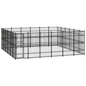 Outdoor Dog Kennel Steel 357.1 ftÂ¬â‰¤ (Color: Black)