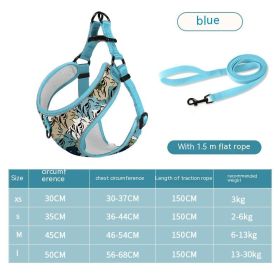 Pet Hand Holding Rope Vest-style Dog Reflective Explosion-proof (Option: Tiger Skin Blue Suit-M)