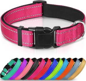 Adjustable Reflective Nylon Webbing Dog Collar (Option: Rose Red-L)